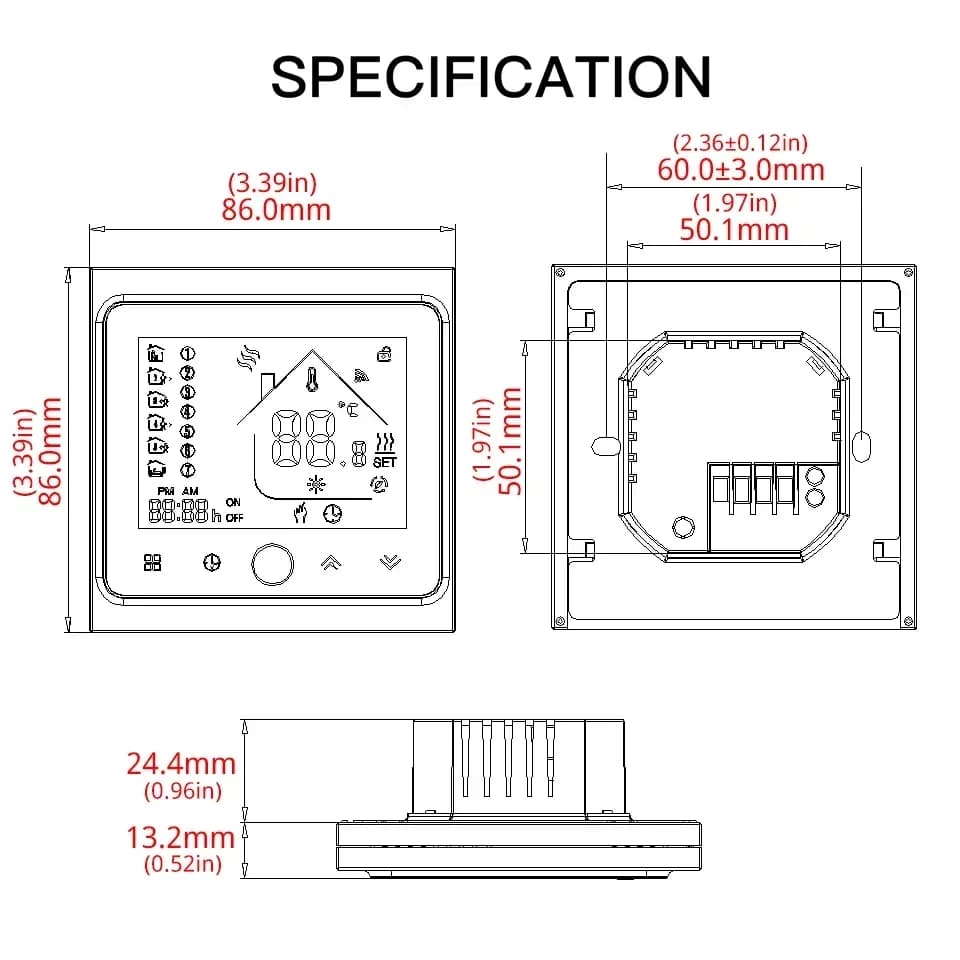 MOES WiFi Water/Electric Floor Heating Thermostat Gas Boiler Temperature Controller Smart Alexa Tuya Google Voice Zigbee Control - 6