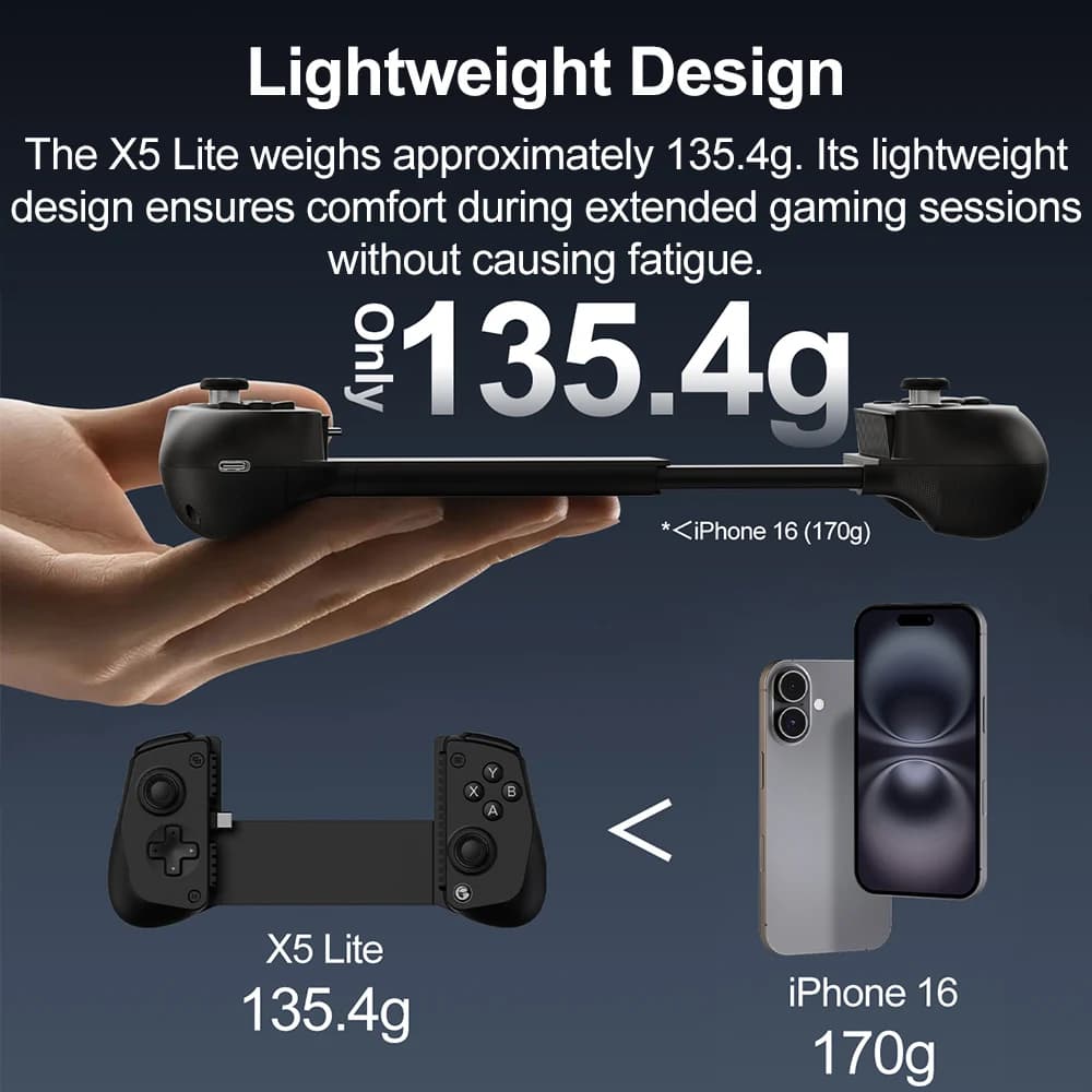 ذراع تحكم للألعاب المحمولة GameSir X5 Lite لهواتف آيفون وأندرويد، ذراع تحكم لألعاب Xbox، عصا تحكم بتأثير هول - 4