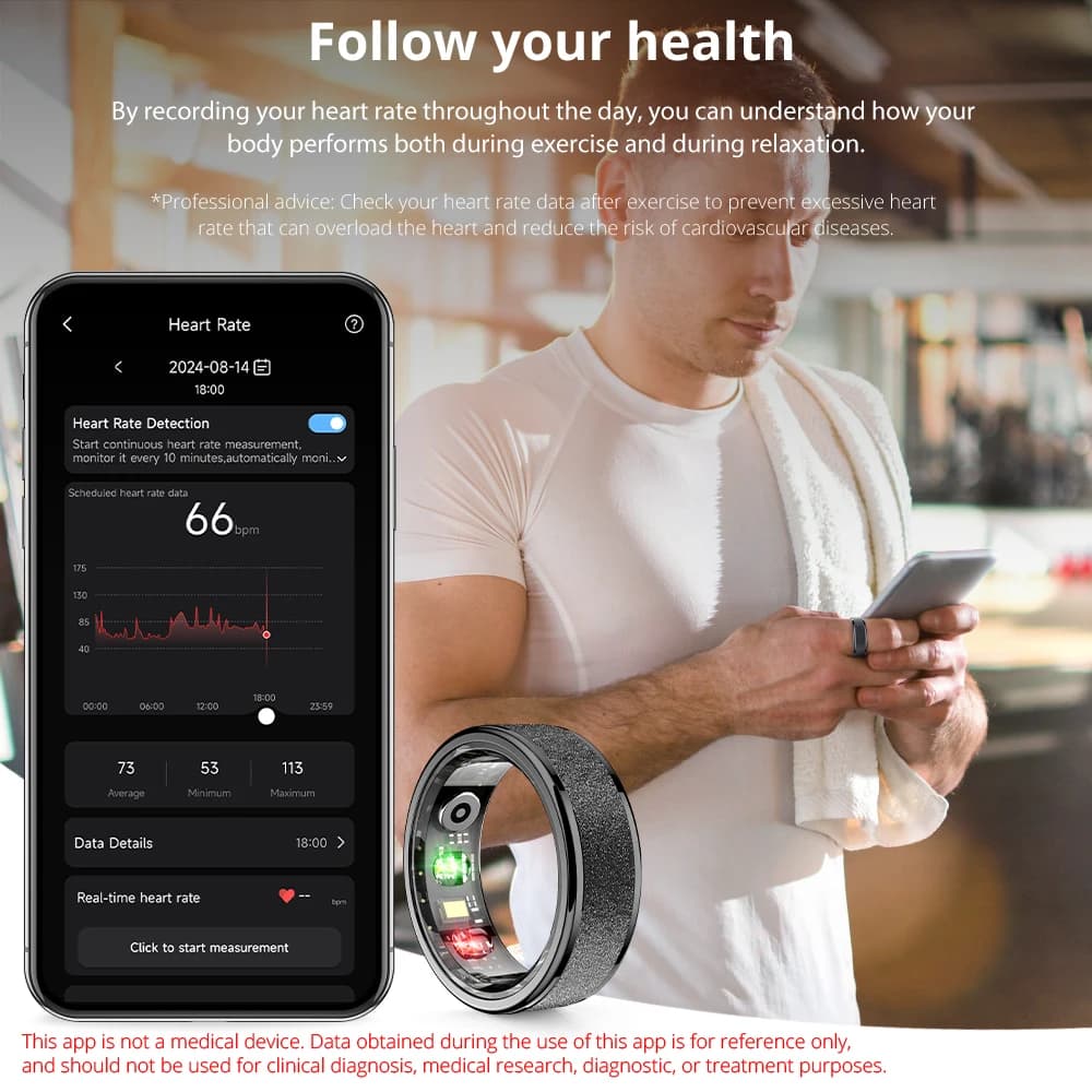 2024 COLMI R10 Smart Ring For Men Women, With Charging Case 39 Days Battery Life, Health and Sleep Monitor, 5ATM Waterproof - 4