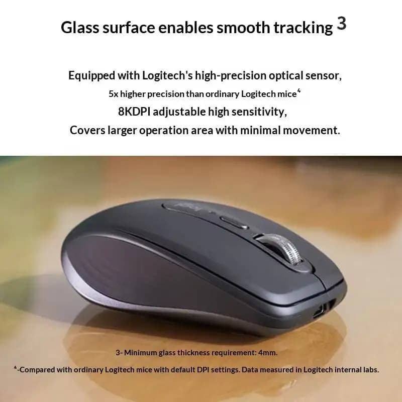 ماوس مدمج Logitech MX Anywhere 3S - 8000 DPI، عجلة MagSpeed، أزرار صامتة، شحن USB-C، اتصال متعدد الأجهزة - 4