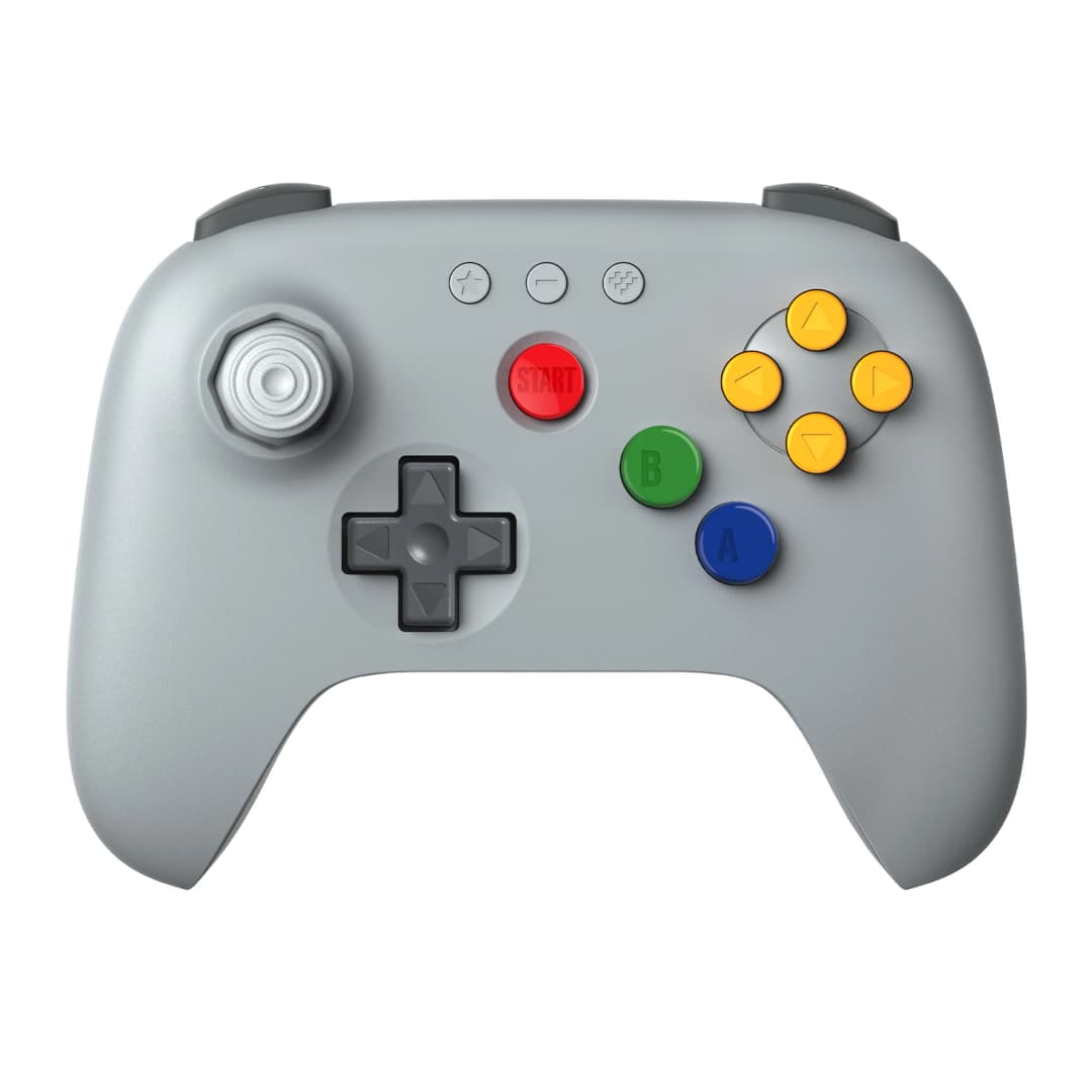 وحدة تحكم لاسلكية 8BitDo N64 2.4G لأجهزة N64 الأصلية / Analogue 3D / ويندوز بي سي، ذراع تحكم كلاسيكي بزمن وصول منخفض (رمادي) - 2