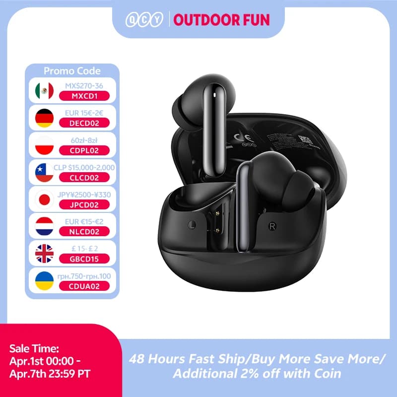 سماعات أذن لاسلكية QCY Melobuds N50 ANC بلوتوث 5.4 مع إلغاء الضوضاء النشط 6 ميكروفونات مكالمات واضحة اتصال متعدد النقاط