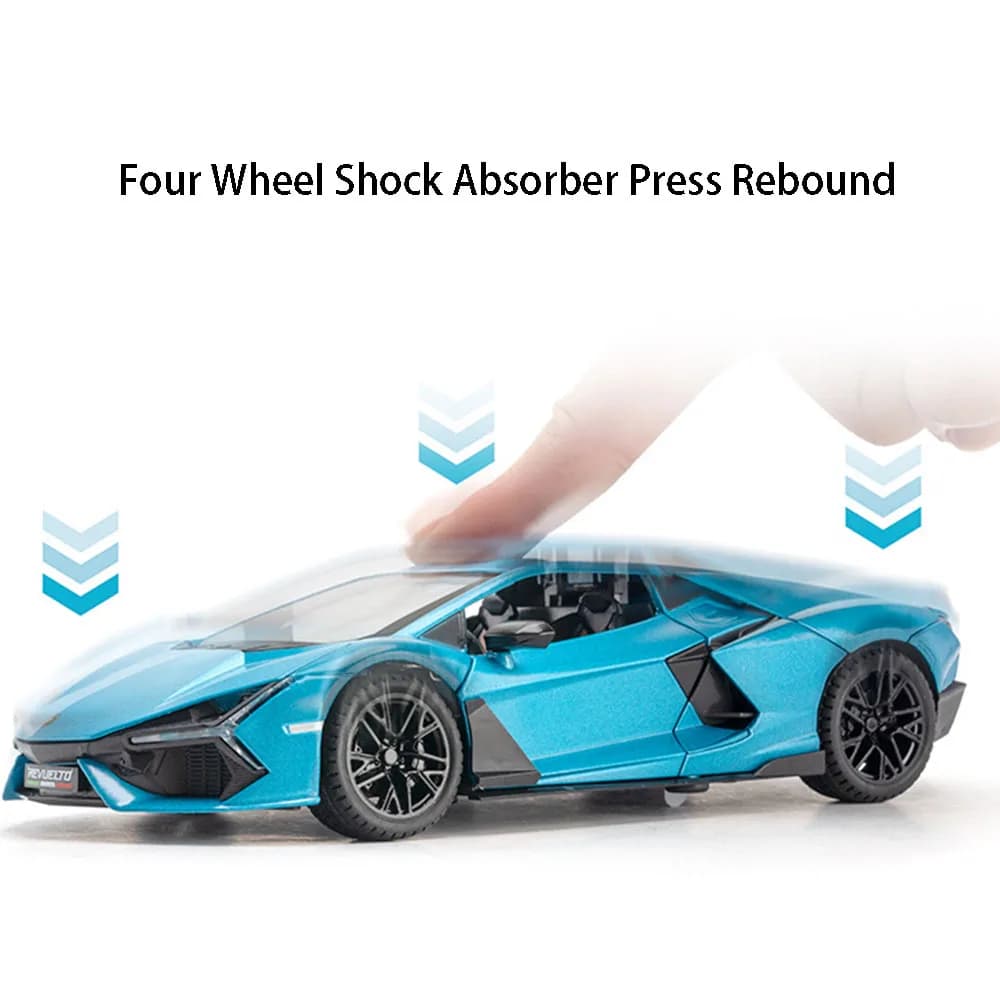 1:24 REVUELTO Alloy Diecast Model Car Toys Sports Cars 4 Doors Opened Pull Back Sound Light Racing Vehicle Festival Gift for Boy - 4