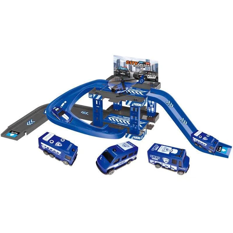 Kid Rail Parking Lot Toys Dinosaur Car Parking Building Model Simulation Fire Police Engineering Vehicle Toy Boys Birthday Gifts - 4