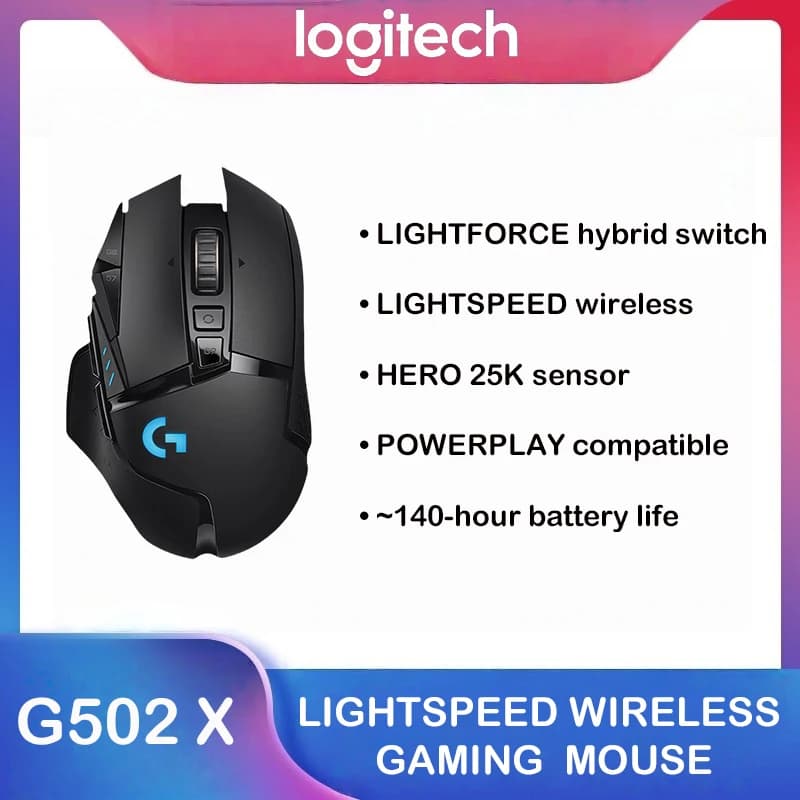 فأرة ألعاب Logitech G502 X LIGHTSPEED لاسلكية، 102g، مستشعر Hero 25K، 13 زرًا قابل للبرمجة