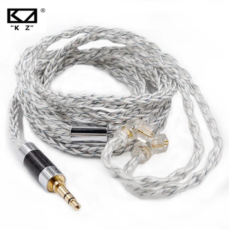 كابل سماعات KZ 8 نواة فضي أزرق هجين 784 نواة مطلي بالفضة كابل ترقية 2Pin 3.5mm قابس سلك سماعة KZ ZSXPRO ZS10PRO