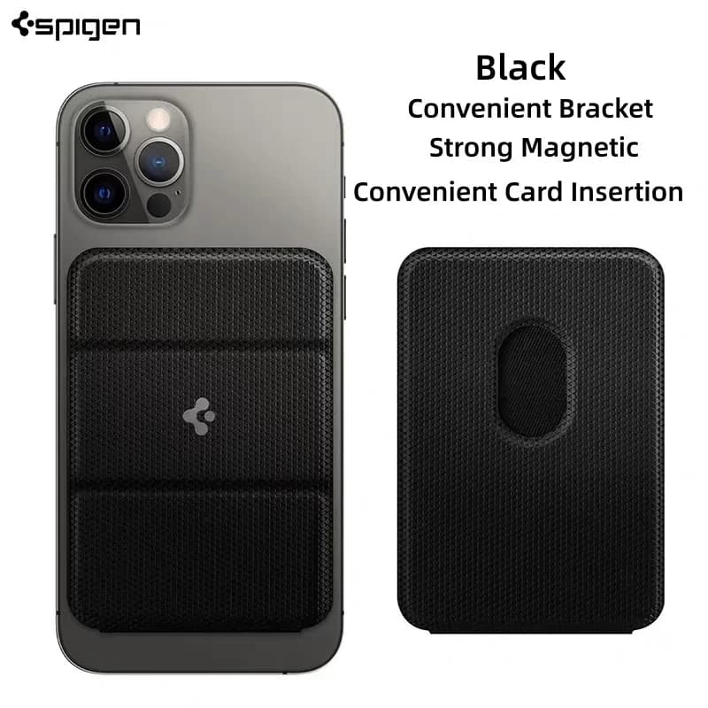 Spigen Magnetic Fold Holder Wallet Card Case For iphone 17 16 15 14 13 12 11 Pro Max For Magsafe With Box Kickstand Wallet Case - 2