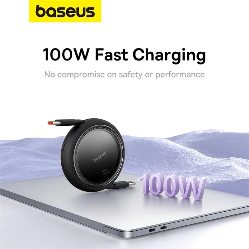 Baseus Retractable 100W USB C Cable For MacBook iPad Fast Charger Cable For iPhone 17 16 Plus Pro Max Type C For Xiaomi Samsung - 4