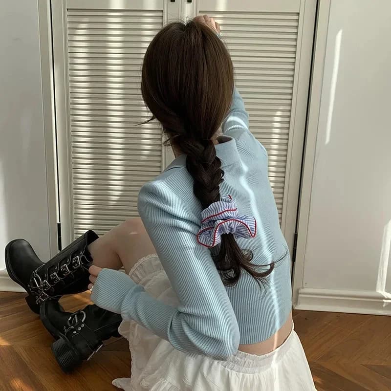 جديد الأحمر هيم الأزرق مخطط الشعر التعادل الحلو الطازجة مطاطا رباط شعر الفتيات النساء إكسسوارات الشعر - 2