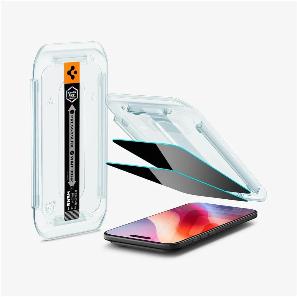 2PCS Spigen Glas.tR EZ Fit Sensor Protected For iPhone 17 Pro Max 16 15 14 Pro Plus Air Tempered Glass Privacy Screen Protector - 4