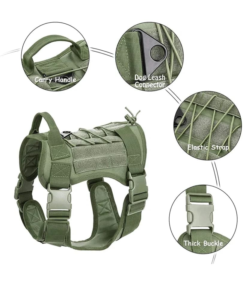 Tactical Dog Harness Military Training  Padded Quick Release Vest Pet Training Dog Harness For Set Small Medium Large Dogs - 6