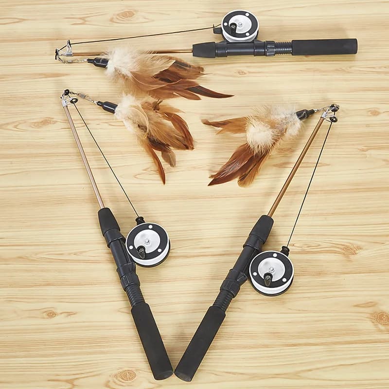 لعبة عصا قطط تلسكوبية، لعبة تيزر للقطط، لعبة ريش تفاعلية مضحكة، ألعاب تخفيف الملل للحيوانات الأليفة - 3