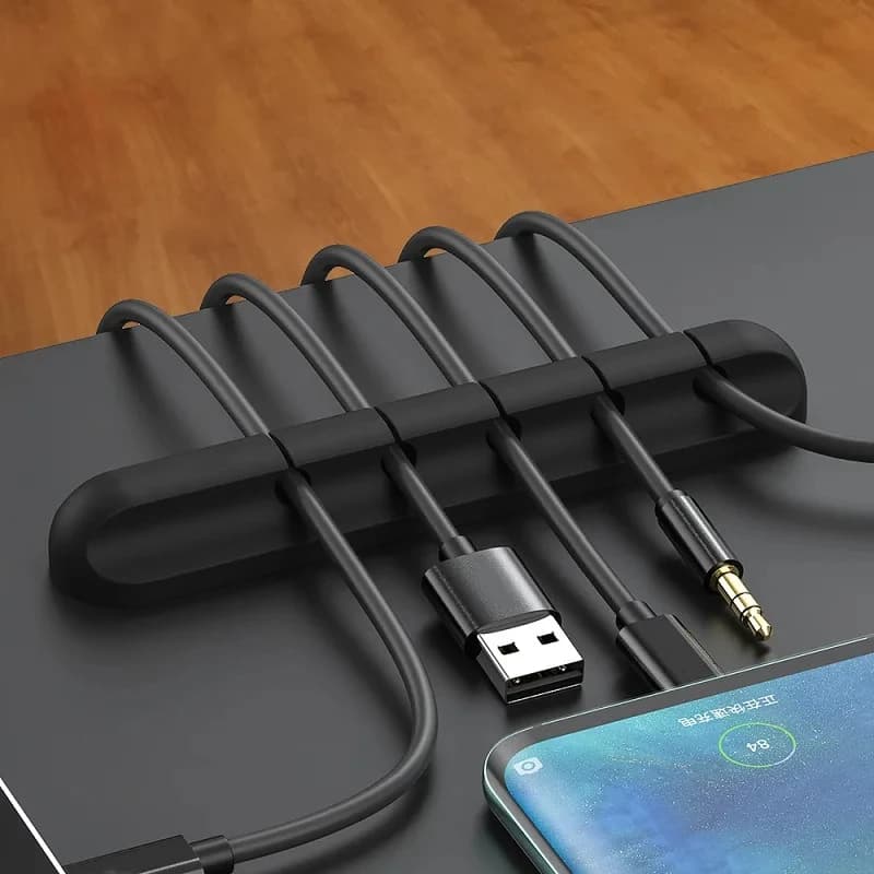 NNBILI منظم كابلات 1/3/5/7 فتحات سيليكون USB منظم كابلات مشابك إدارة ذاتية اللصق لفأرة لوحة المفاتيح سماعة الرأس - 3