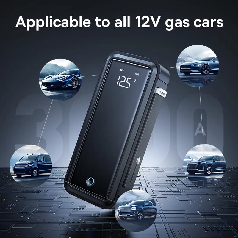 Baseus مكثف فائق لبدء تشغيل السيارة 3000A، شاحن بطارية محمول، جهاز طوارئ - 6