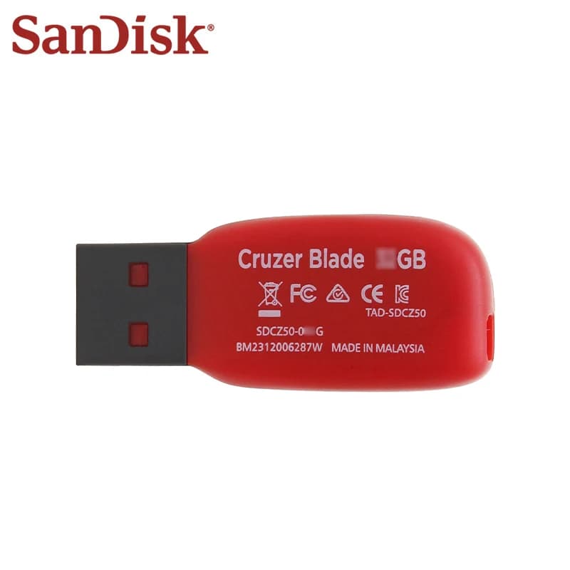 SanDisk Cruzer Blade USB 2.0 فلاش درايف CZ50 16GB 32GB 64GB 128GB ذاكرة فلاش أصلية للكمبيوتر