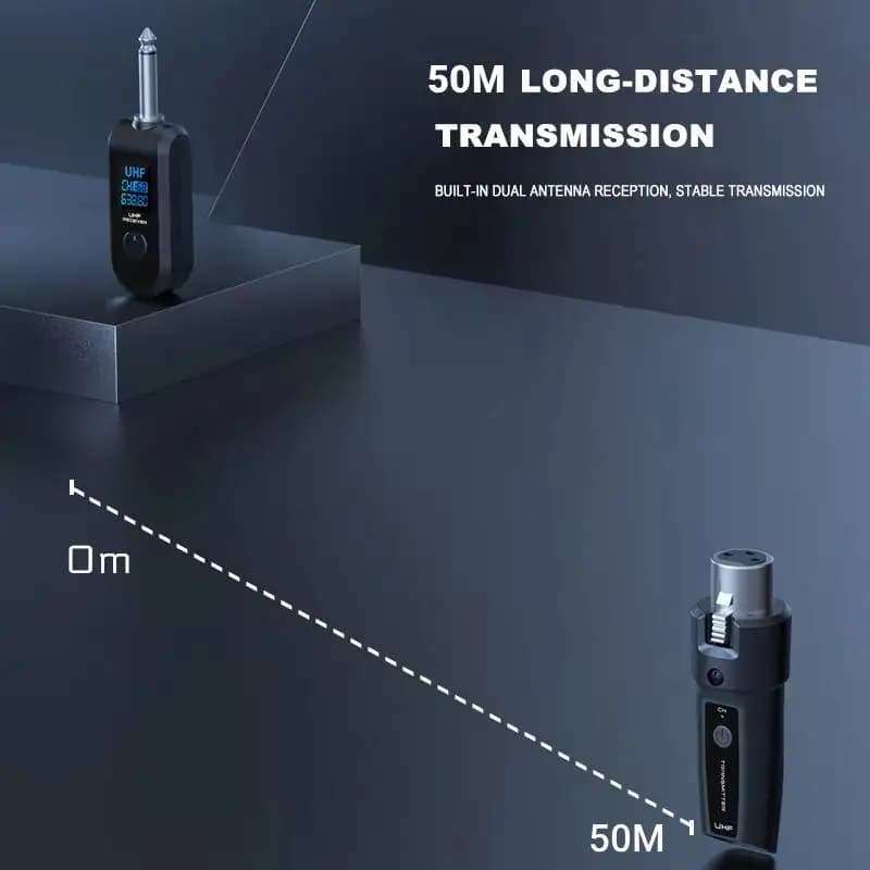 نظام KEBIDUMEI اللاسلكي بتردد UHF مع محول XLR لمايكروفون الديناميكي والجيتار ومزج الصوت ونظام PA - 5