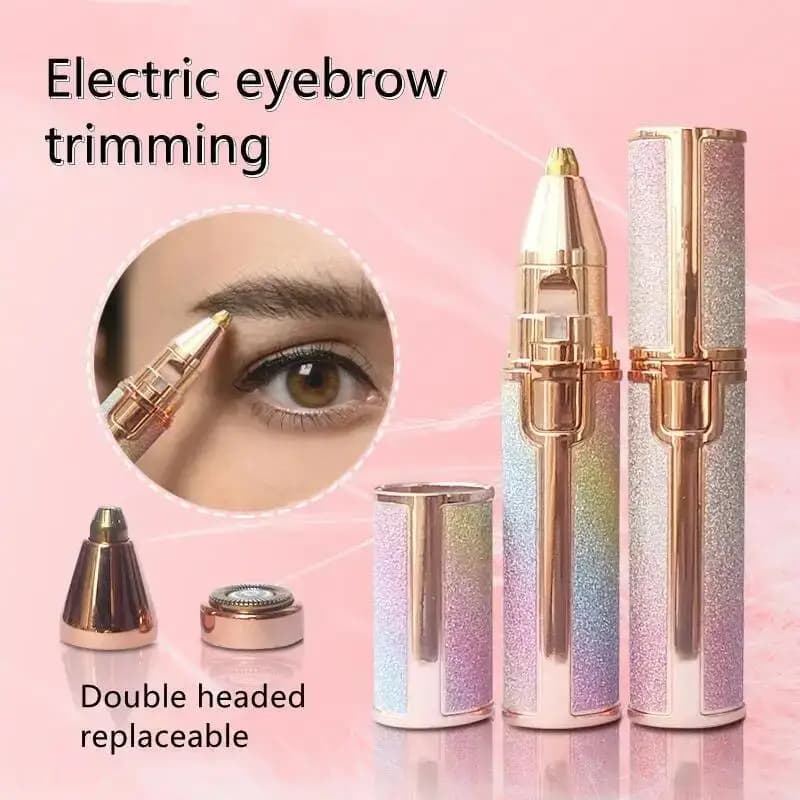 Portable 2 IN 1 Electric Epilator Eyebrow Trimmer Women's Body Facial Lip Epilator Rechargeable Mini Painless Razor Shave Shaver - 5