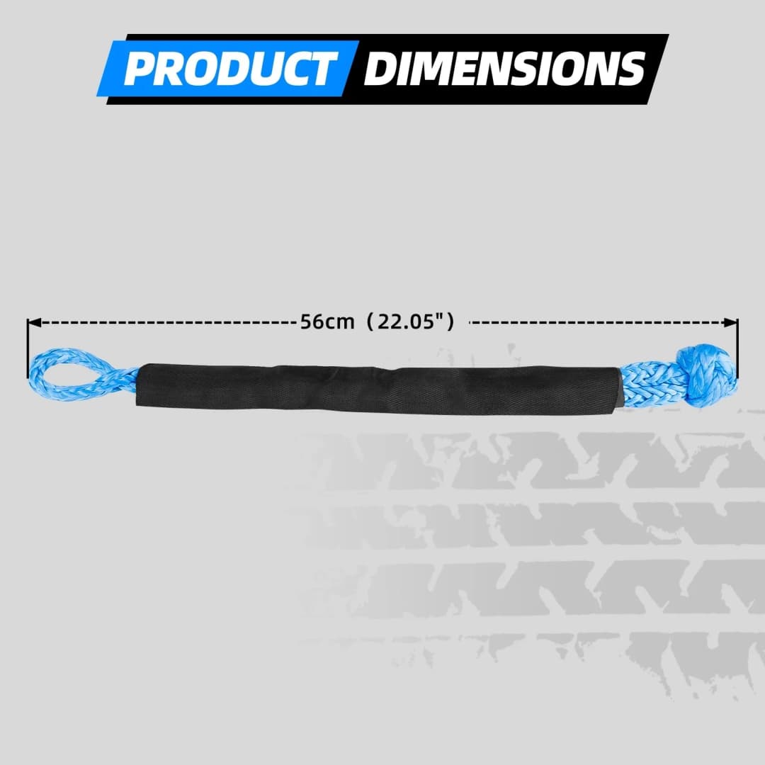 حبل صناعي ناعم عالمي، حبل سحب ثقيل 41000 رطل، حبل سحب للطرق الوعرة 4X4 مع غطاء واقي لسيارات الجيب والشاحنات والسيارات الرياضية متعددة الاستخدامات - 2