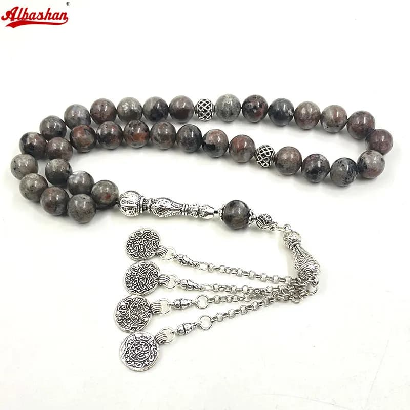 Tasbih Natural flame stone islamic gemstone bracelet turkish prayer beads Ramadan Arabic Accessories Eid gift misbaha