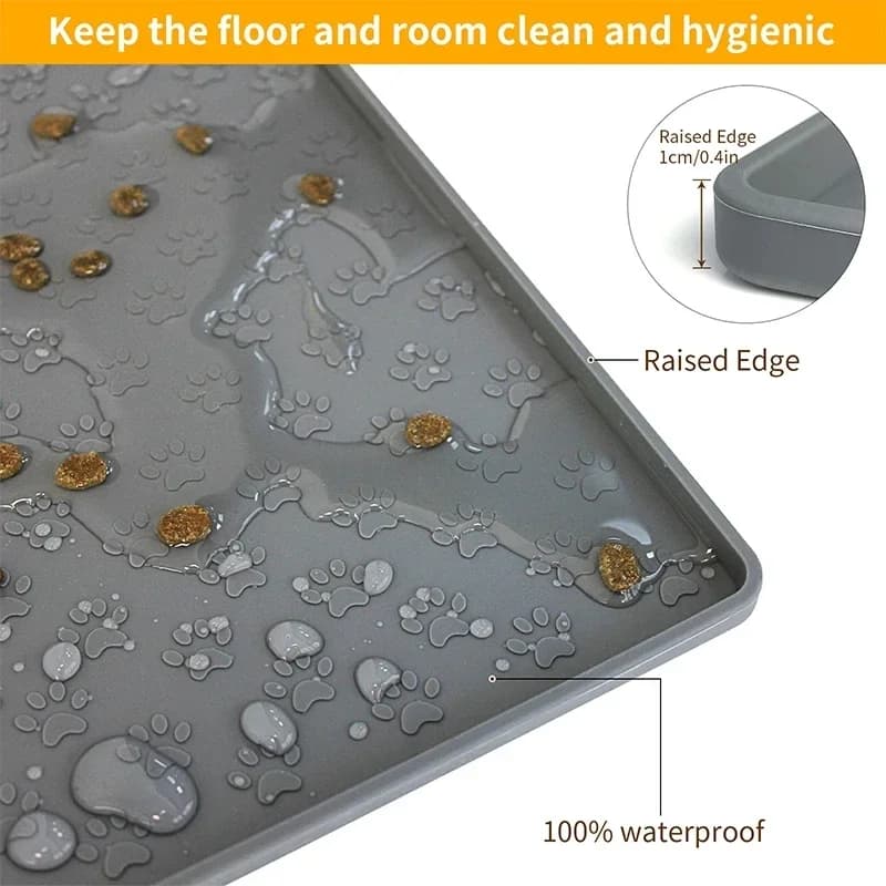 Pet Placemat Cat Dog Drinking Feeding Placemat Feeder Mats Cat Feed Mat Dog Food bowl Mat Silicone Waterproof Pet Bowl Pad - 6