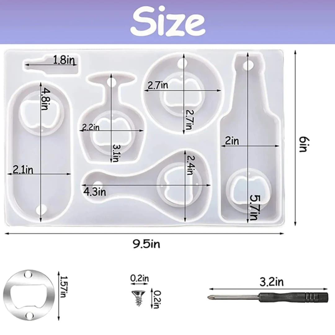مجموعة قوالب سيليكون لفتاحة الزجاجات والبيرة، لصب مجوهرات الراتنج والإيبوكسي يدويًا - 6