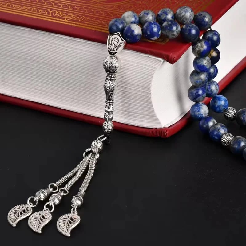 Muslim Rosary Bracelet 10mm natural Lapis Lazuli 33 prayer Beads TASBIH Middle Eastern Men and Women prayer hands - 3