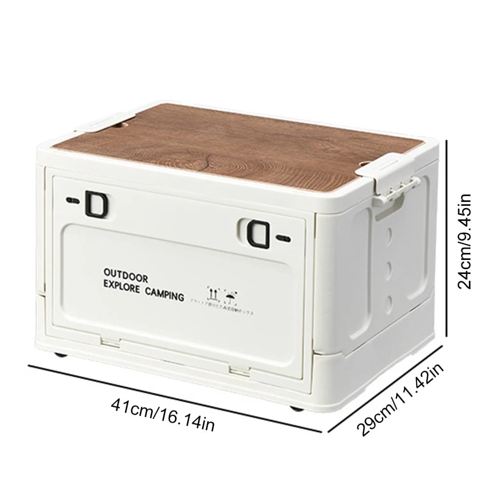 20/30LOutdoor Collapsible Storage Bin Side Open Car Storage Box With Wooden Lid Stackable Camping Storage Container Outdoor Tool - 5