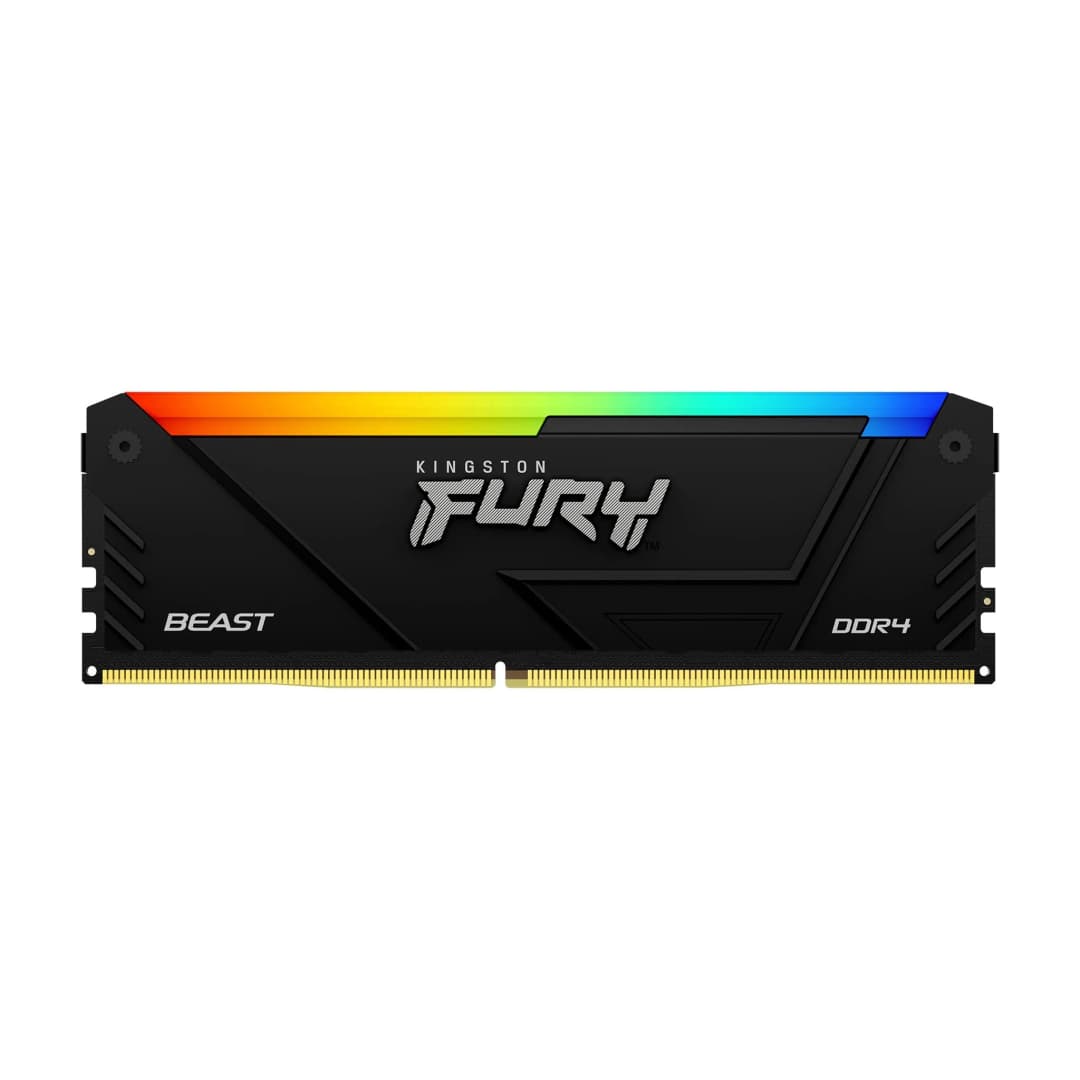 ذاكرة كمبيوتر كينجستون فيوري بيست DDR4 بإضاءة RGB، سعة 8 جيجابايت/16 جيجابايت/32 جيجابايت، بسرعة 3200 ميجاهرتز/3600 ميجاهرتز، معتمدة ومتفقة مع تقنية Intel XMP - 2