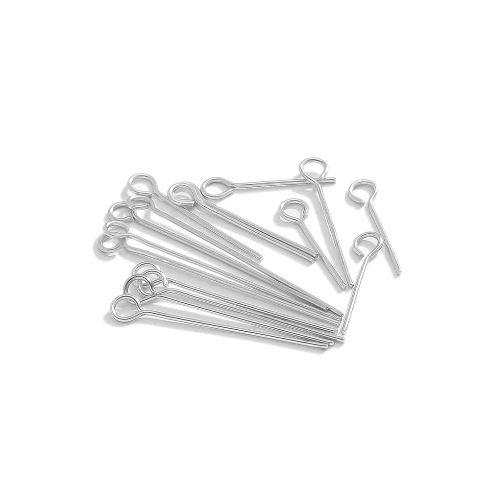 100Pcs 15-50mm Stainless Steel Water Gold Color Eye Pins Hooks Earrings Findings DIY for Jewelry Handmade Crafts Making 0.6mm - 2