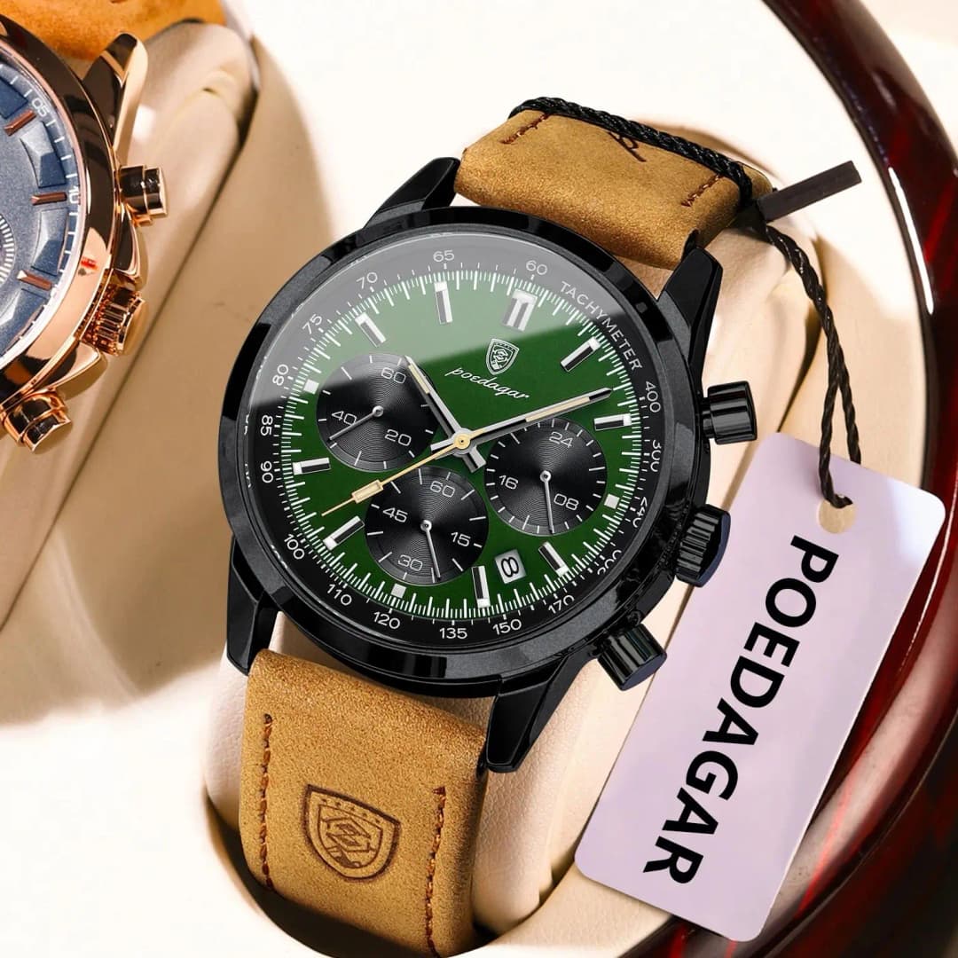 POEDAGAR Luxury Sports Men Watch Waterproof Luminous Chronograph Leather Male Watch Fashion Military Quartz Men's Watches Reloj - 2