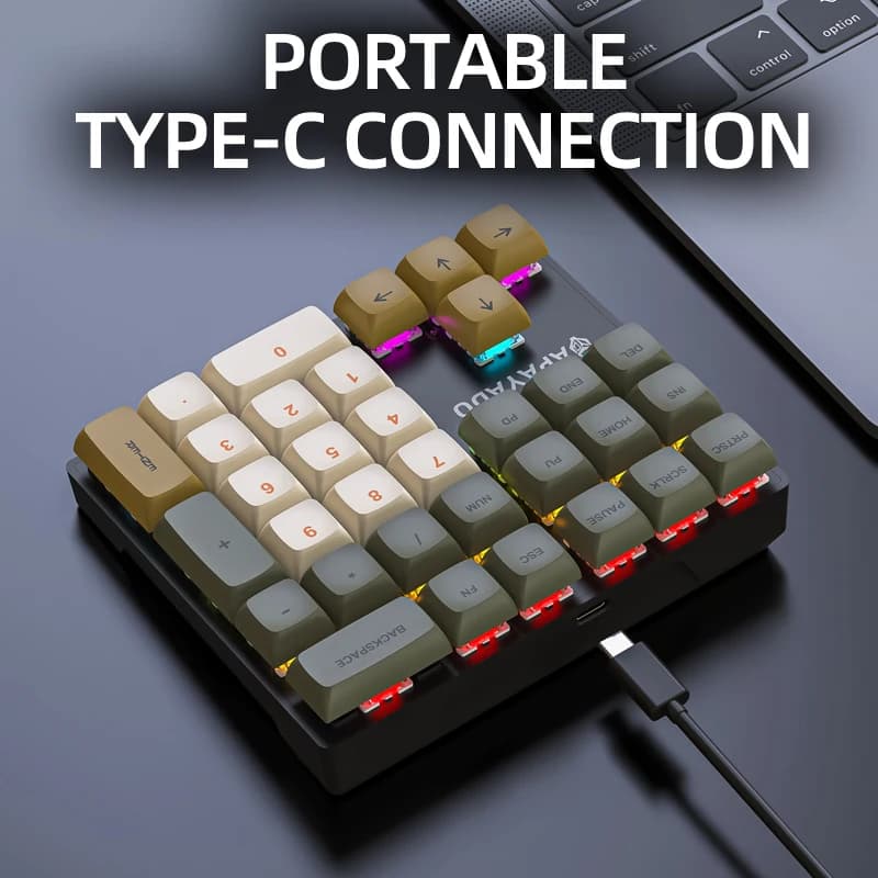 K33 Mechanical Numeric Keypad Blue/Red Switch PBT Keycap APAYADO Compact Wired Numpad for Laptop Users Bankers Financial Traders - 5