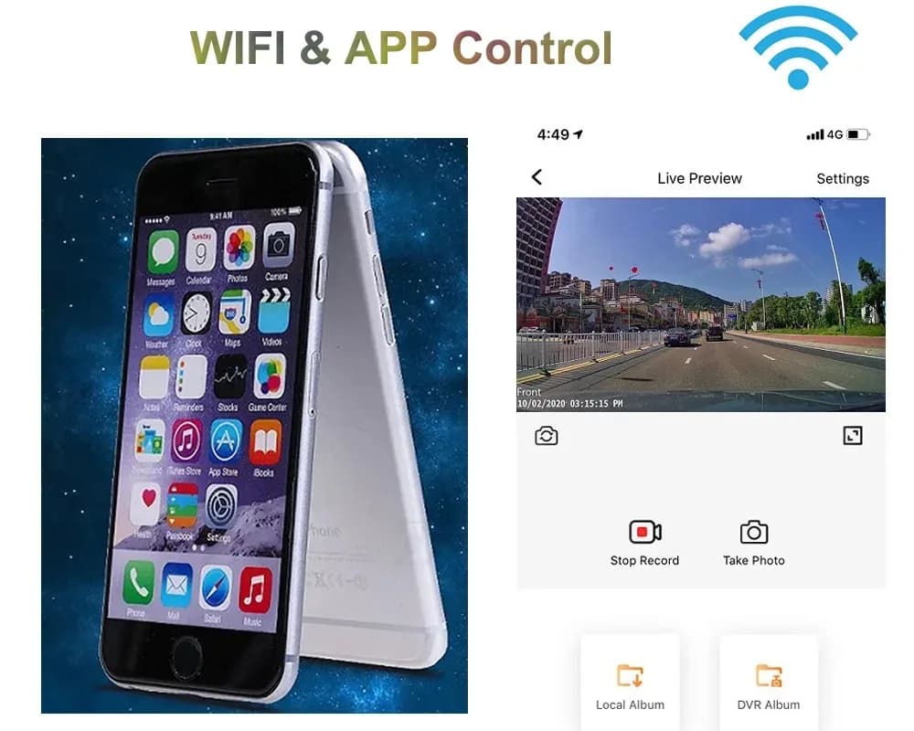 HD 4K 2160P WiFi جهاز تسجيل فيديو رقمي للسيارات داش كام كاميرا 2K 1600P 1080P 24H شاشة ركن السيارة APP التحكم سيارة القيادة مسجل فيديو لجميع السيارات - 5