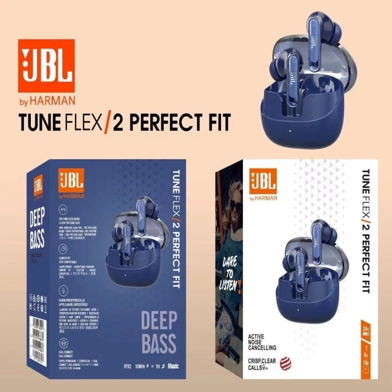 JBL FLEX/2 Wireless Earbuds TWS Bluetooth Headset 5.3  Transparent Crystal Beans 2 Headphones Stereo Bass Sports Call With Mic - 6