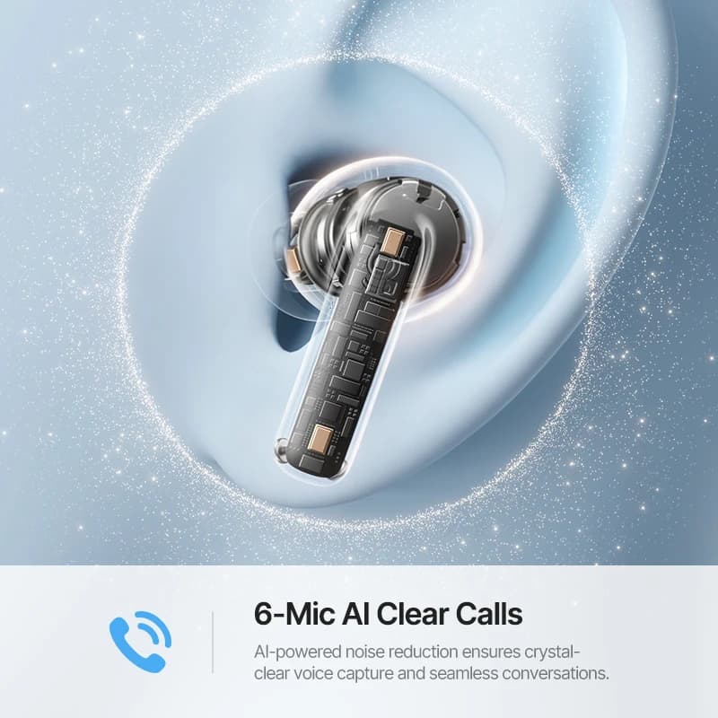 Baseus Bass EP10 Ultra Wireless Earphones -55dB Noise Reduction 65Hrs Long Playtime Bluetooth 6.0 Earbuds 6 Mics AI Call Clear - 5