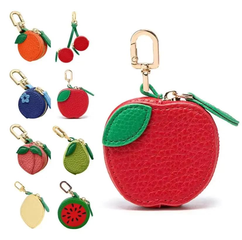 Fruit Coin Purse Cherry Blueberry Design Fruit Charm Coin Purse Cute PU Leather Pendant Keychain Earphone Bag Mini Storage Bag