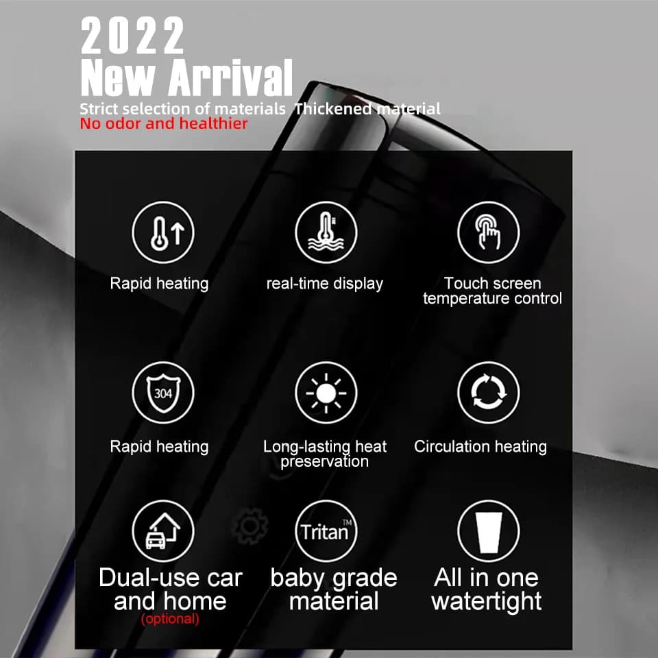 إبريق كهربائي للسيارة مع تحكم ذكي في درجة الحرارة - شاشة LCD تعمل باللمس - 2