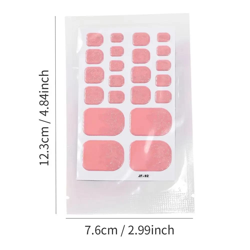 1set Nail Polish Film Toenail Stickers Solid Color Glitter Toe Nail Art Sticker DIY Waterproof Adhesive Nail Wraps Decals Decors - 6