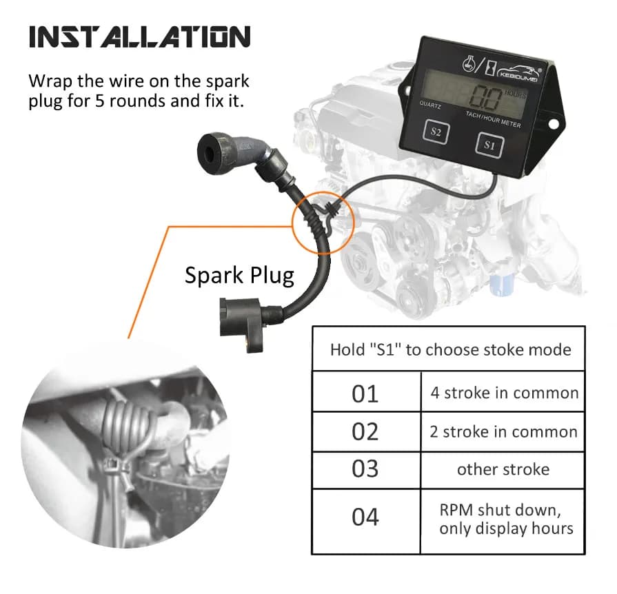 مقياس سرعة المحرك الرقمي، شاشة LCD، للبنزين 2/4 السكتة الدماغية، قوارب، دراجات نارية، مناشير - 5
