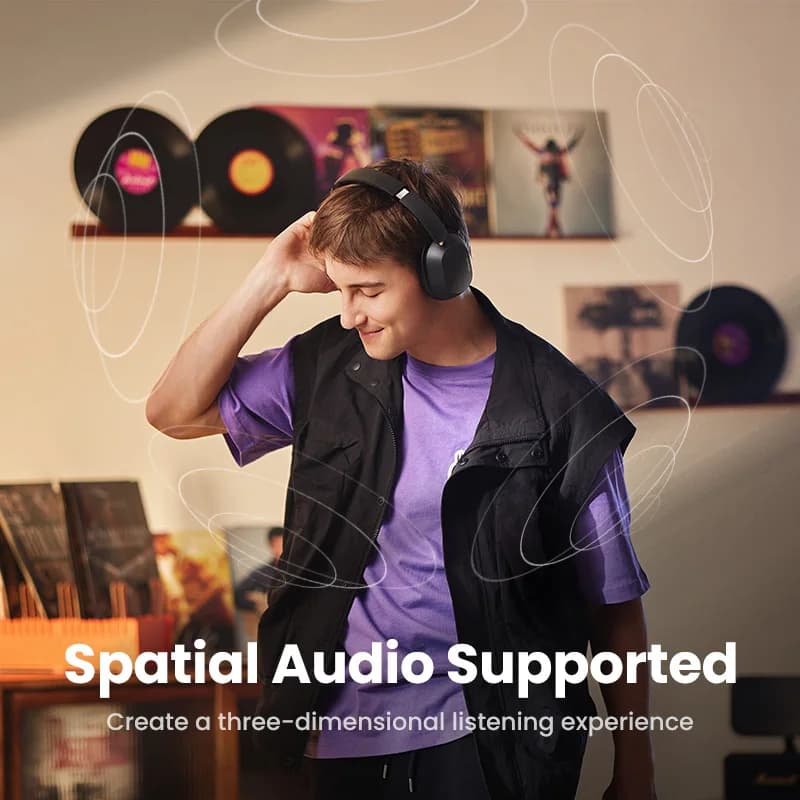 سماعات رأس بلوتوث لاسلكية UGREEN Max5c مع إلغاء ضوضاء نشط ANC 43dB ودعم LDAC عالي الدقة وصوت محيطي 75 ساعة - 3