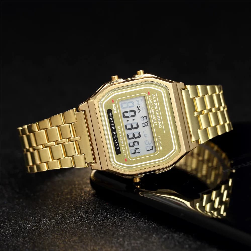 Elegant Digital Watch For Women Gold Silver Stainless Steel Business Ladies Electronic Wrist Watches Man Clock Zegarek Damski - 2
