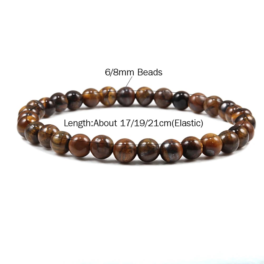 6mm 8mm Natural Tiger Eye Bangle High Quality Men Natural Energy Stone Beads Healing Bracelet Fashion Women Jewelry Gift Pulsera - 6