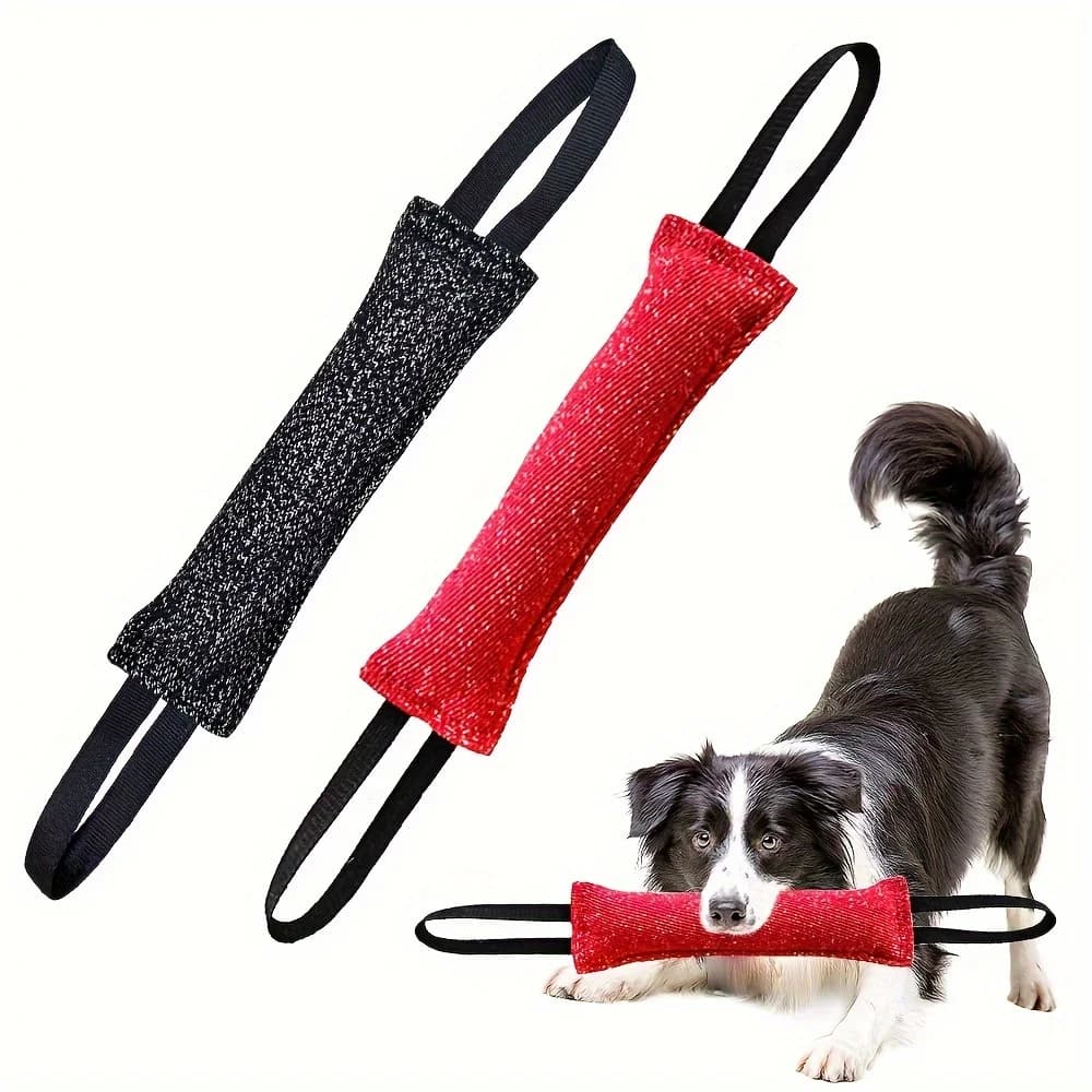 Dog Training Bite Stick Double Handle Interactive Toy Teeth Grinding Dog Training Stick Pet Dog Training Jute Sleeve Dog Toys - 4