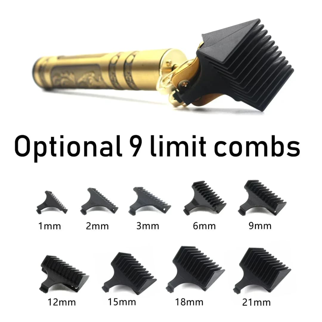 ماكينة تشذيب شعر T9 احترافية بجسم معدني، ماكينة تشذيب اللحية للرجال، شفرة من الفولاذ المقاوم للصدأ، ماكينة قص شعر - 2