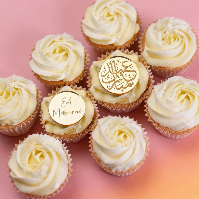 10pcs ramadan Eid  Acrylic Cake Discs Cupcake Toppers Eid Mubarak Gift Tags Eid Mubarak gift Cake Topper Decor Muslim Islam