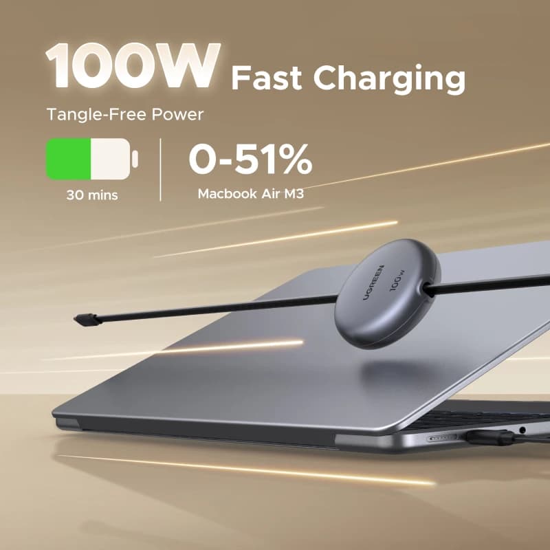 UGREEN Retractable PD 100W USB C to USB C Cable for iPhone 17 16 15 iPad MacBook Fast Charging Data Cord Type C Charger Cable - 2