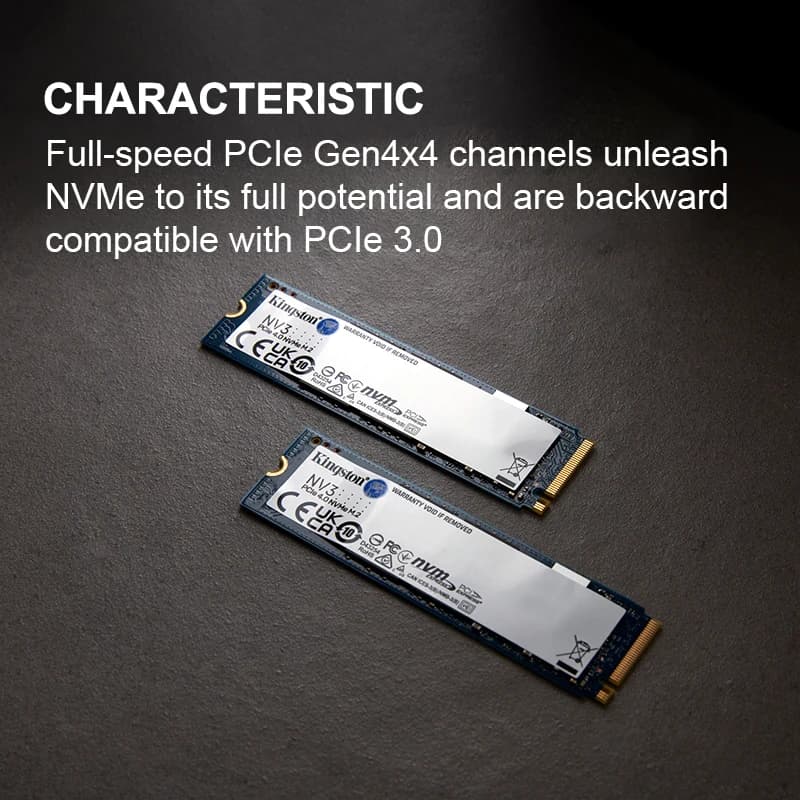 قرص صلب Kingston NV3 SSD بسعة 500 جيجا بايت و1 تيرا بايت و2 تيرا بايت، PCIe 4.0 من الجيل الرابع، سرعة تصل إلى 6000 ميجا بايت/ثانية، M.2 2280 NVMe، متوافق مع أجهزة الكمبيوتر - 3