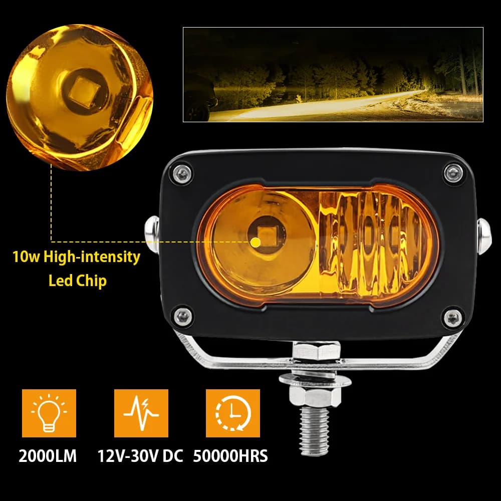 Led Pods Work Light for Car Motorcycle Off road SUV UTV Truck Boat Auxiliary Driving Ligthing Worklight Fog Bulbs 20W 2000LM - 4