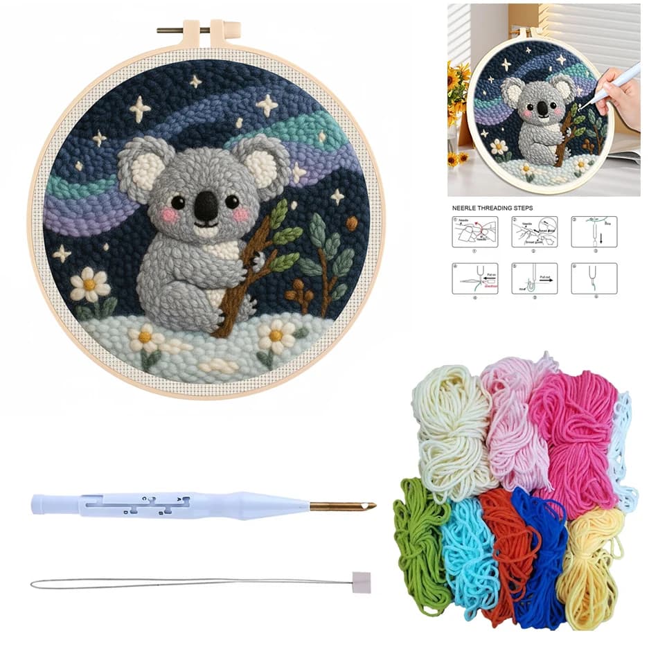 مجموعة إبرة الثقب CHENISTORY للمبتدئين الكبار مجموعة بدء إبرة الثقب السهلة مع إطار التطريز حرفة خياطة الإبرة DIY ممتعة - 2