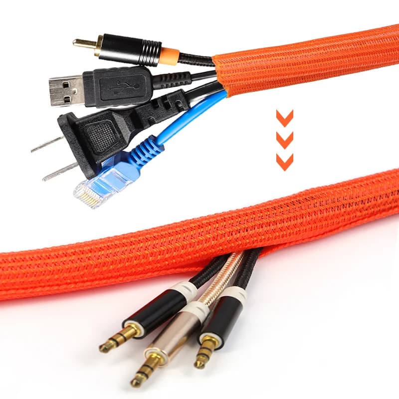 غطاء كابل مقسم 1/2/5/10 متر، 3-50 مم، PET مضفر معزول، منظم أسلاك USB، حماية أسلاك الطاقة - 5