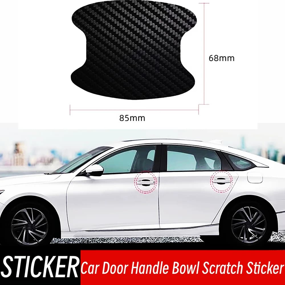 4pcs/Set Universal Car Door Handle Bowl Scratch Protective Sticker Automobiles Door Handle Carbon Fiber Protector Accessories